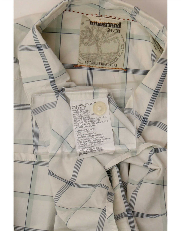 Camisa Timberland Hombre Mediana A Cuadros Blanca De Algodón
