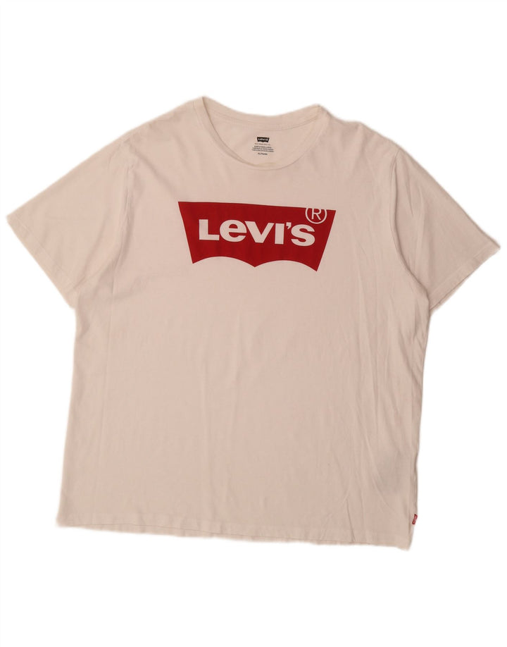 LEVI'S Camiseta gráfica para hombre Top XL Algodón blanco