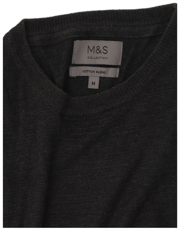 Marks & Spencer Jersey de cuello redondo para hombre de algodón gris medio