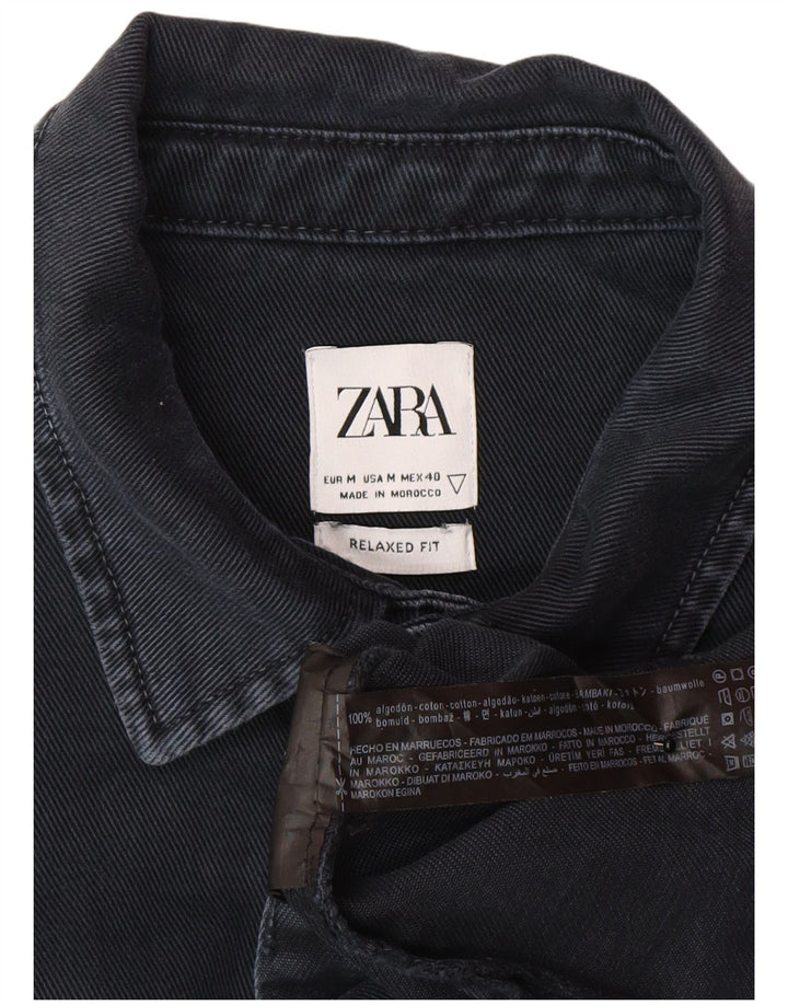 Zara Hombre Camisa Vaquera Relaxed Fit Algodón Azul Marino Medio