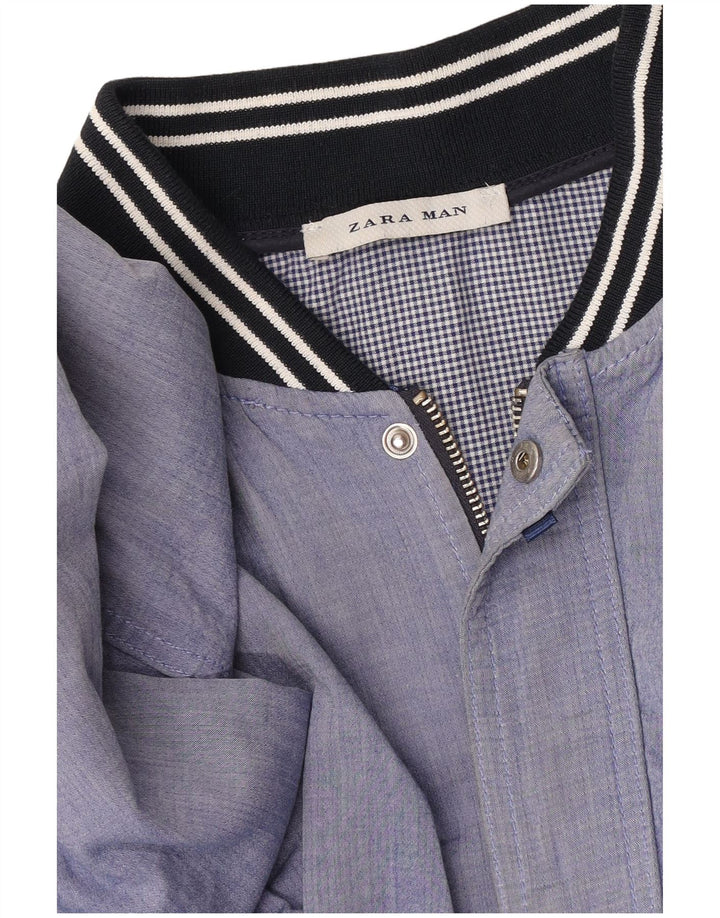Zara Hombre Cazadora Bomber UK 38 Azul Medio
