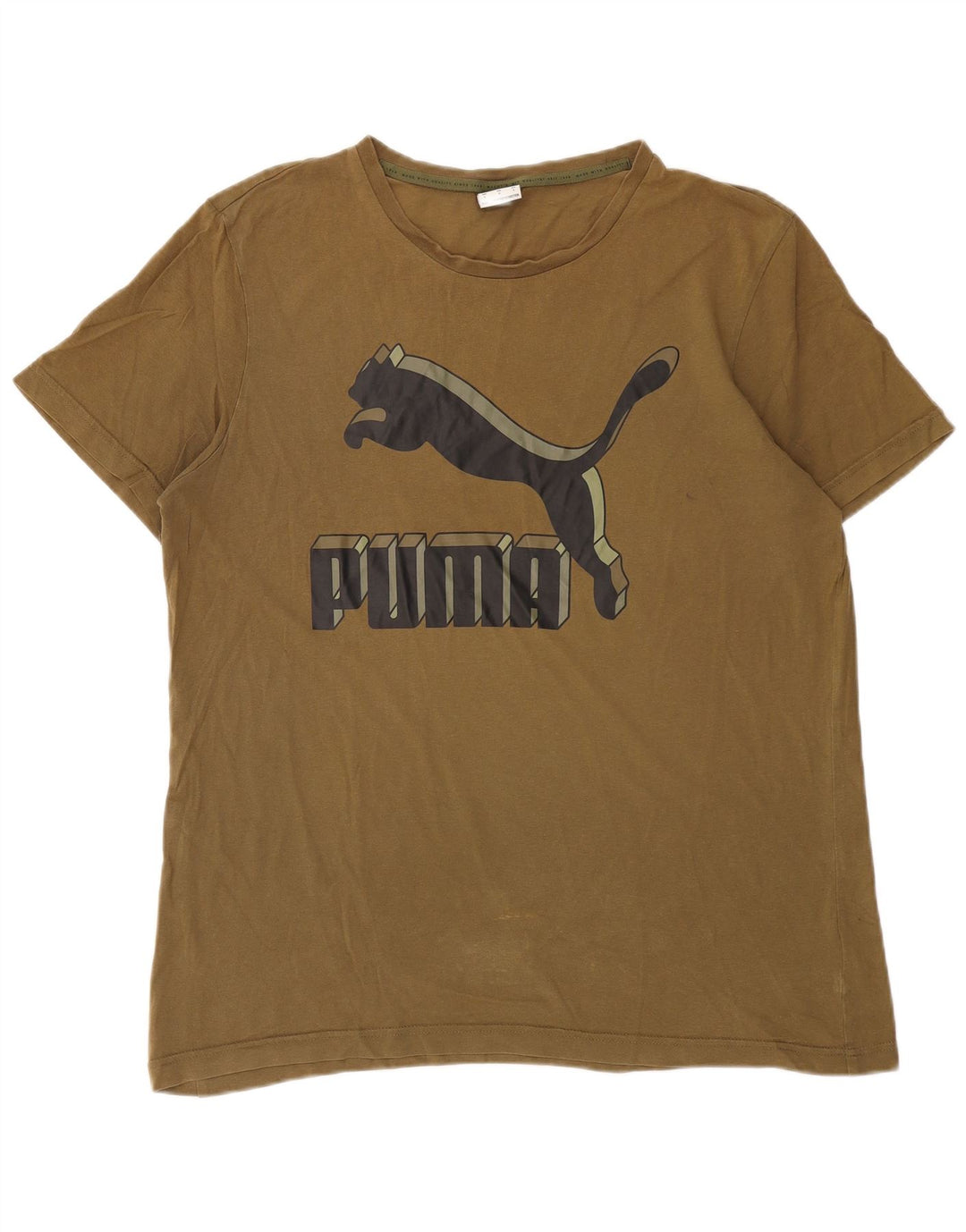 PUMA Mens Graphic T-Shirt Top Large Khaki