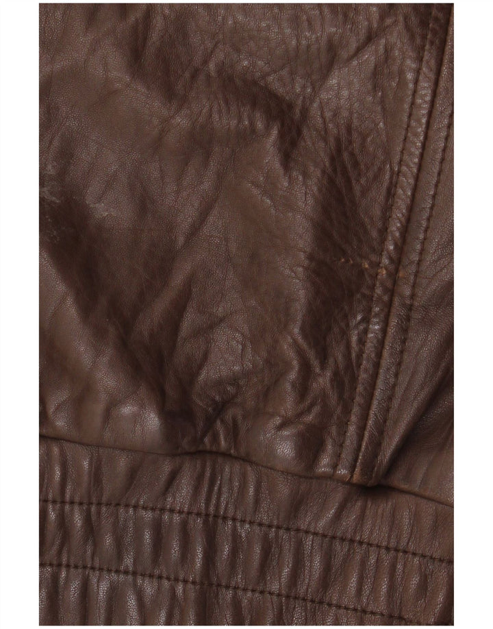 VINTAGE Chaqueta de cuero para mujer Reino Unido 14 Marrón medio Argyle/Diamond Leather