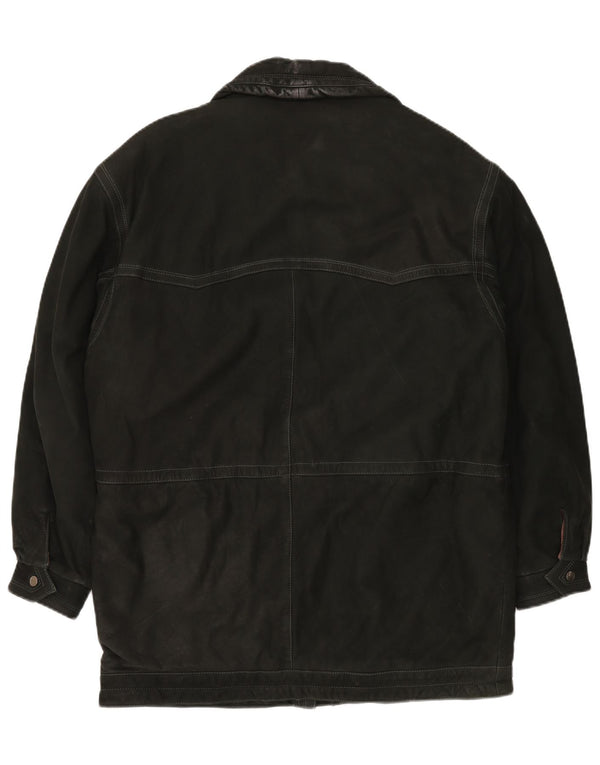 VINTAGE Abrigo de cuero para hombre IT 52 XL Cuero negro