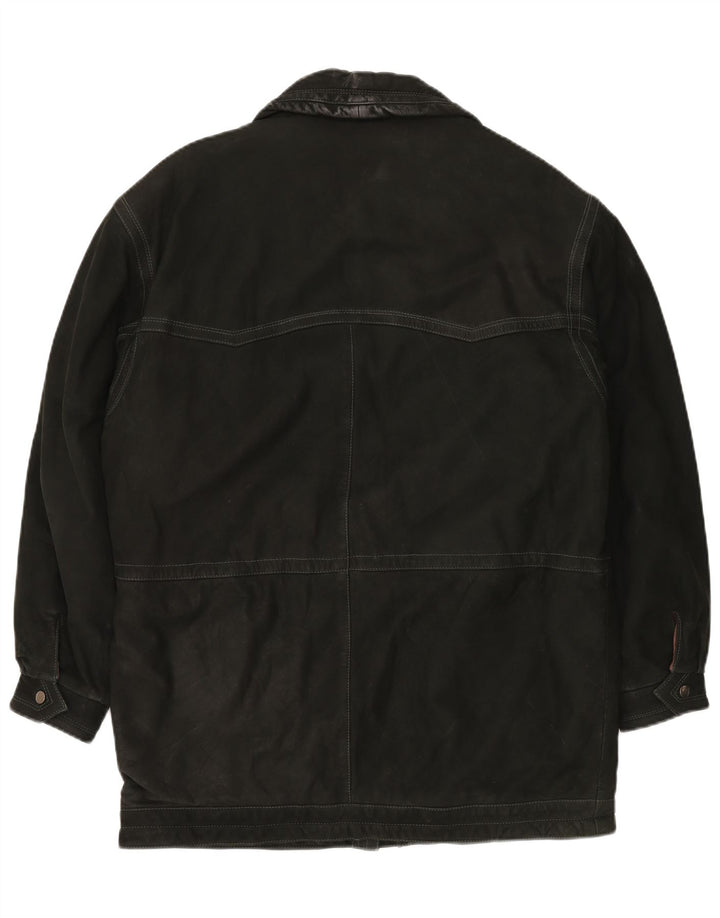VINTAGE Abrigo de cuero para hombre IT 52 XL Cuero negro