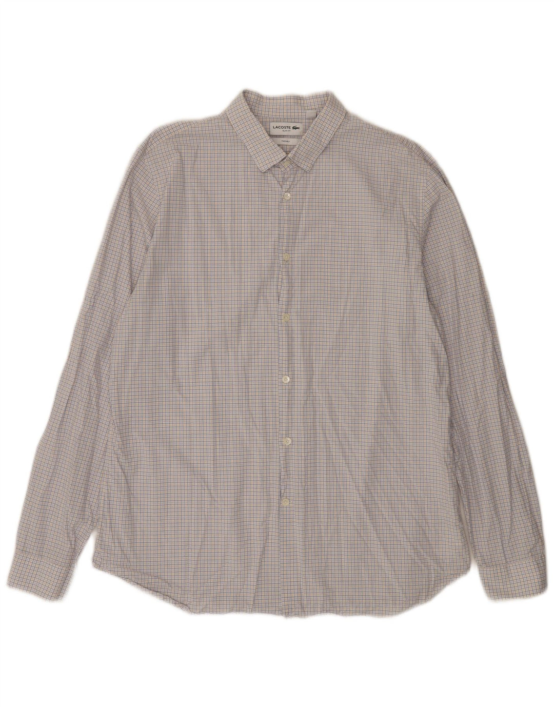 Camisa Lacoste Hombre Slim Fit Talla 44 17.5 XL Algodón Vichy Multicolor