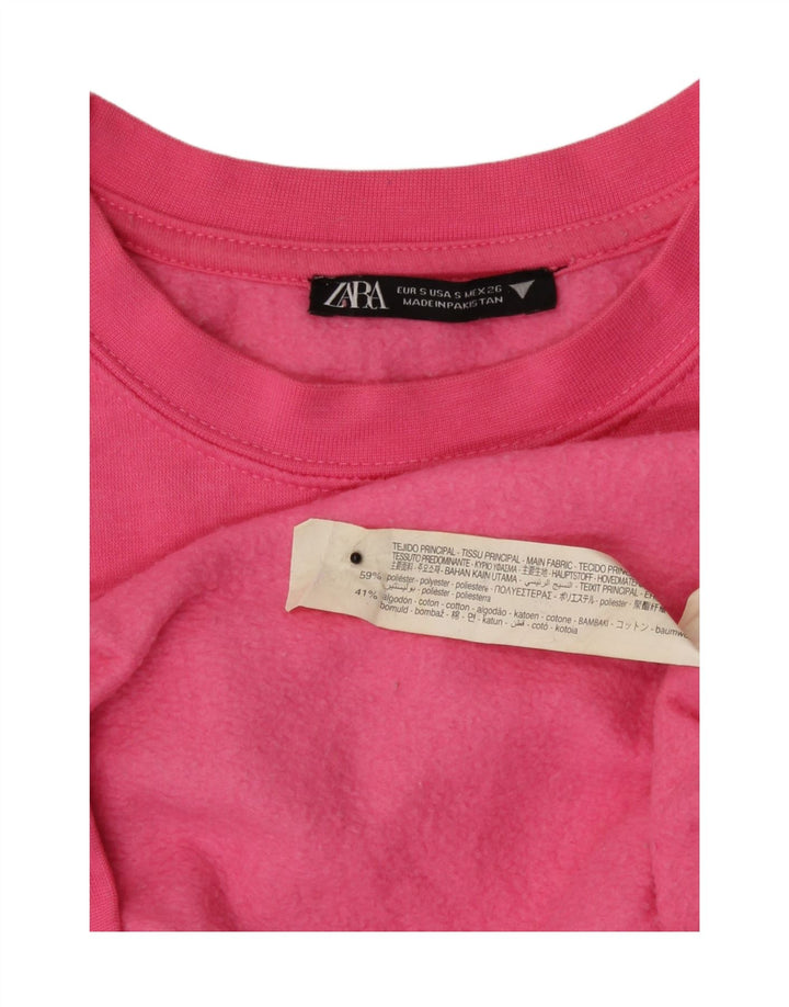 Zara Mujer Sudadera Oversize Jersey UK 10 Small Rosa Poliéster