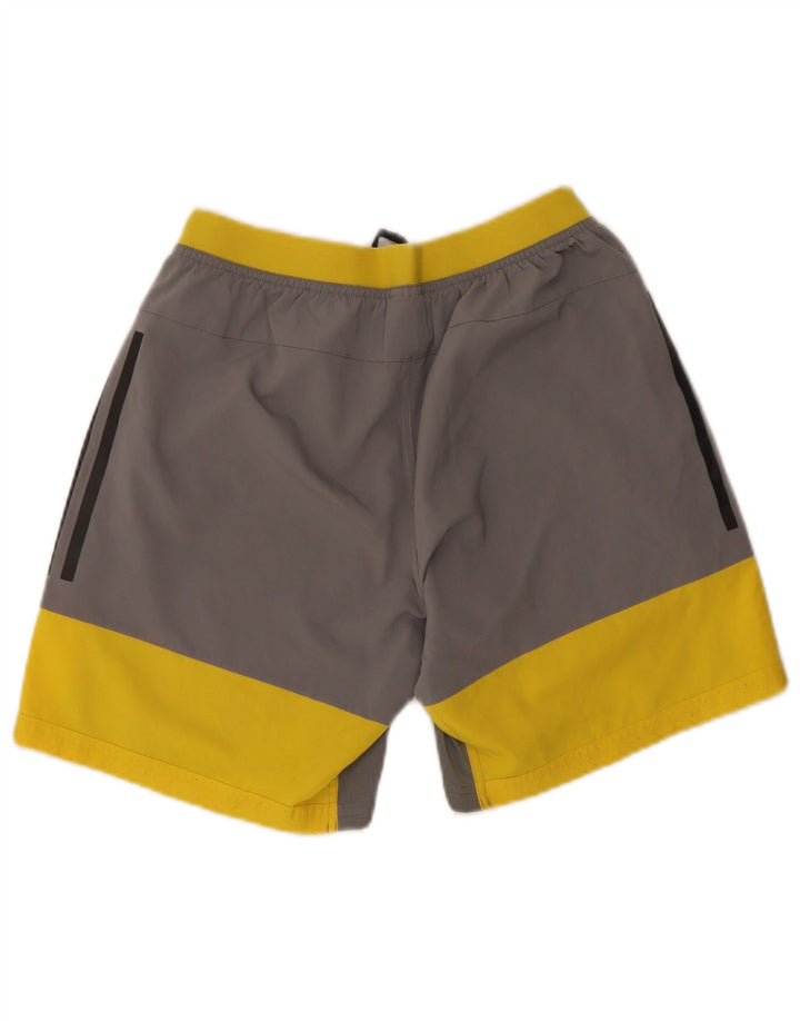 Adidas - Pantalones cortos deportivos para hombre, poliéster color block, pequeño, gris