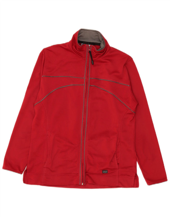 Asics - Chaqueta de chándal para mujer, ajuste regular, talla 40, poliéster rojo grande