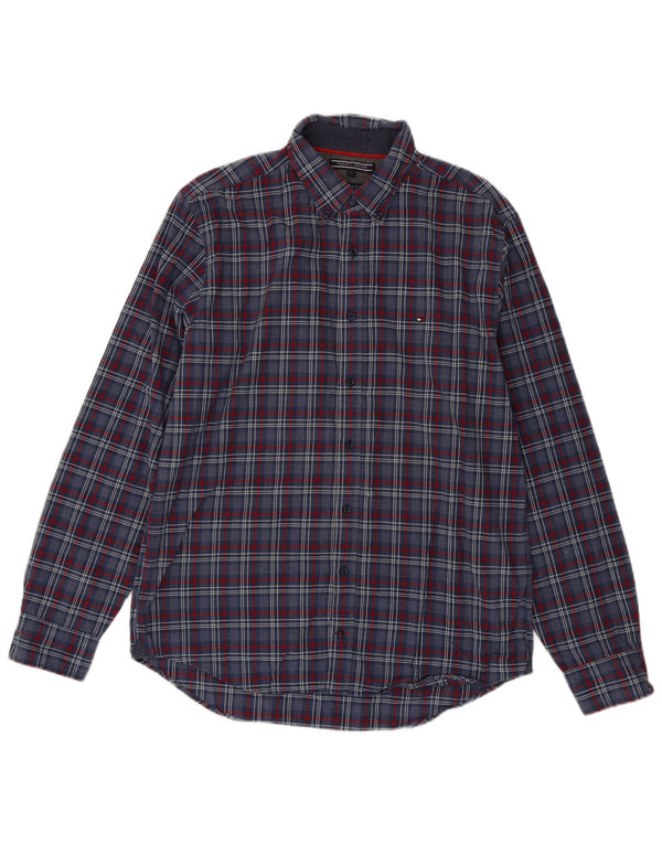 Camisa Tommy Hilfiger New York Fit para hombre de algodón a cuadros azules grandes