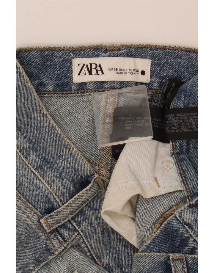 Zara Pantalones cortos de mezclilla para mujer EU 38 Small W28 Algodón azul