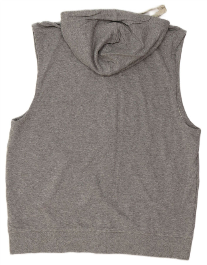 JACK & JONES Suéter con capucha sin mangas y cremallera para hombre 2XL Algodón gris