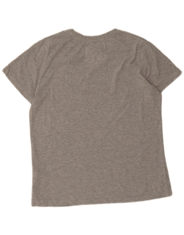 Superdry Mujer Camiseta Gráfica Top UK 40 Grande Algodón Gris