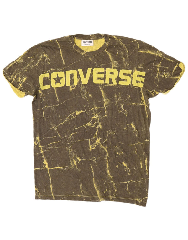 Camiseta Converse con estampado abstracto para hombre, talla grande, algodón caqui