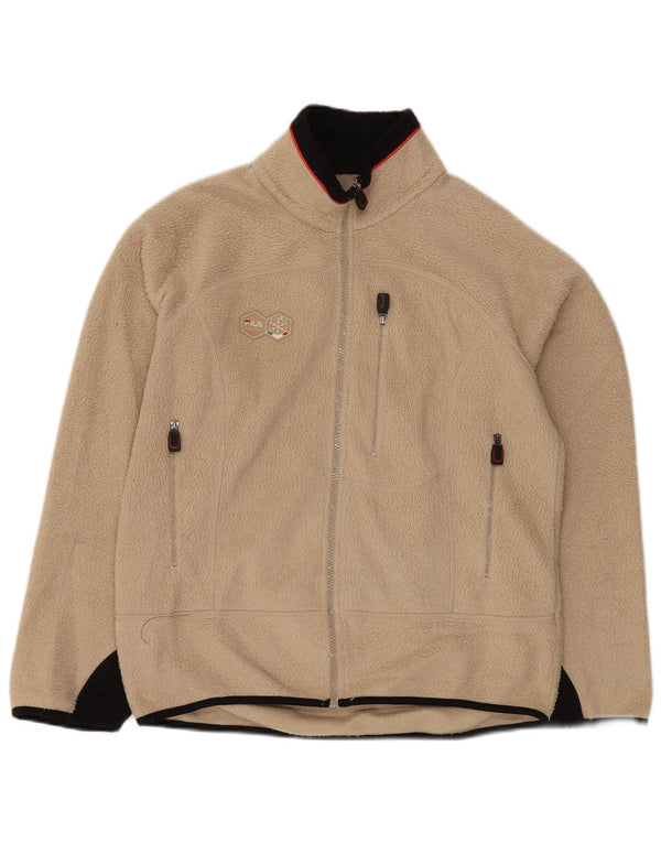 FILA Chaqueta polar para hombre UK 36 Small Beige Colorblock Poliéster