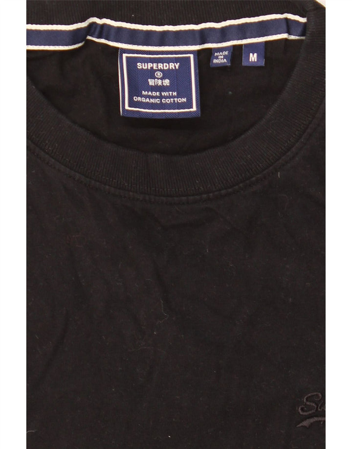 SUPERDRY Hombre Camiseta Top Medium Negro Algodón