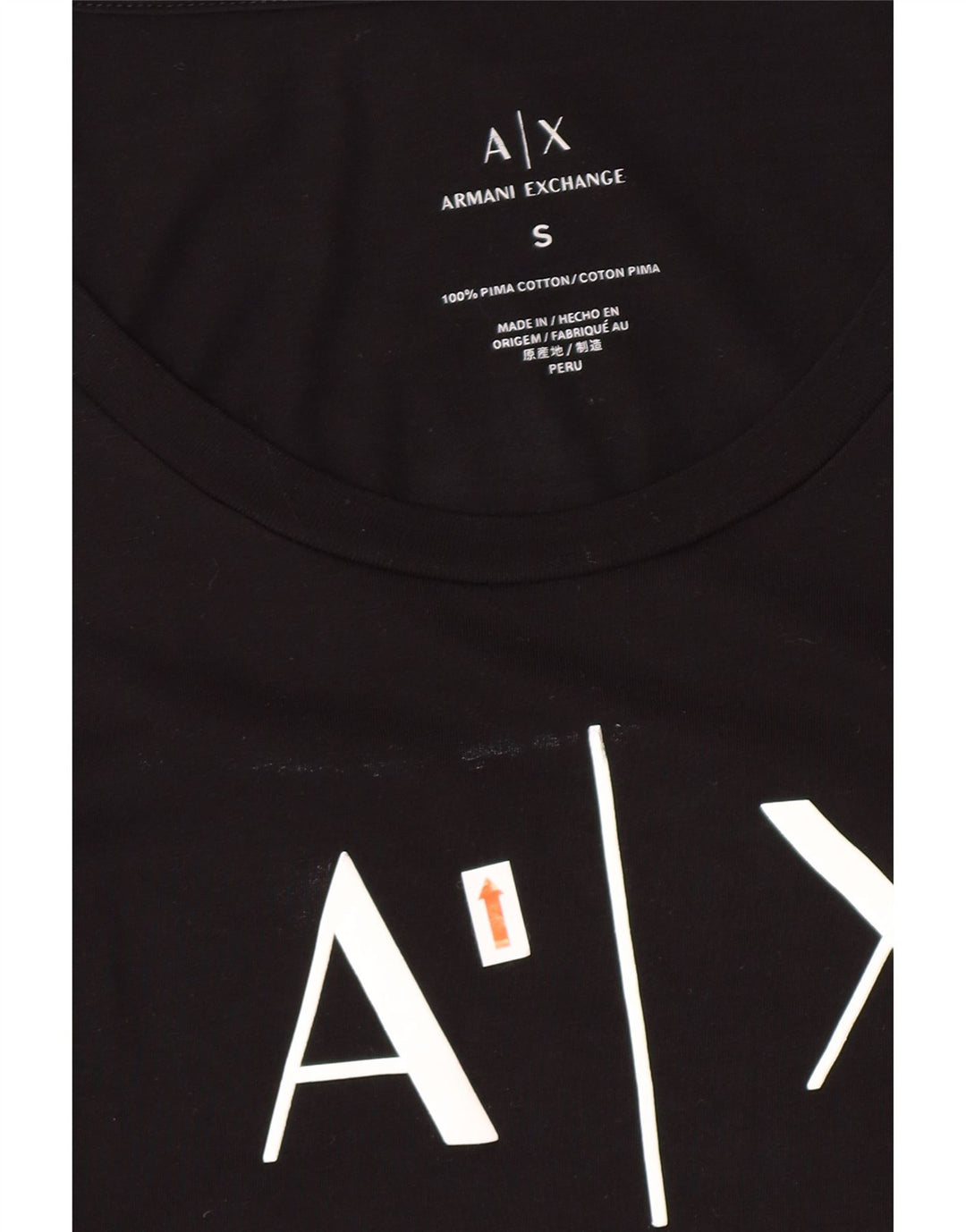 Armani Exchange Top gráfico para mujer Reino Unido 8 Pequeño logotipo negro