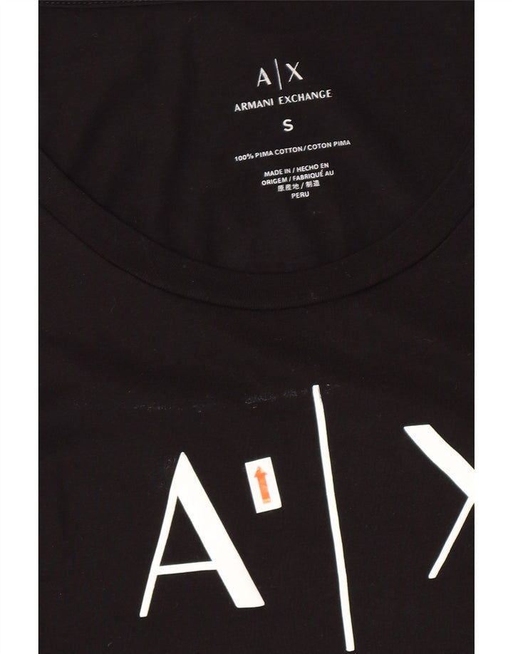 Armani Exchange Top gráfico para mujer Reino Unido 8 Pequeño logotipo negro