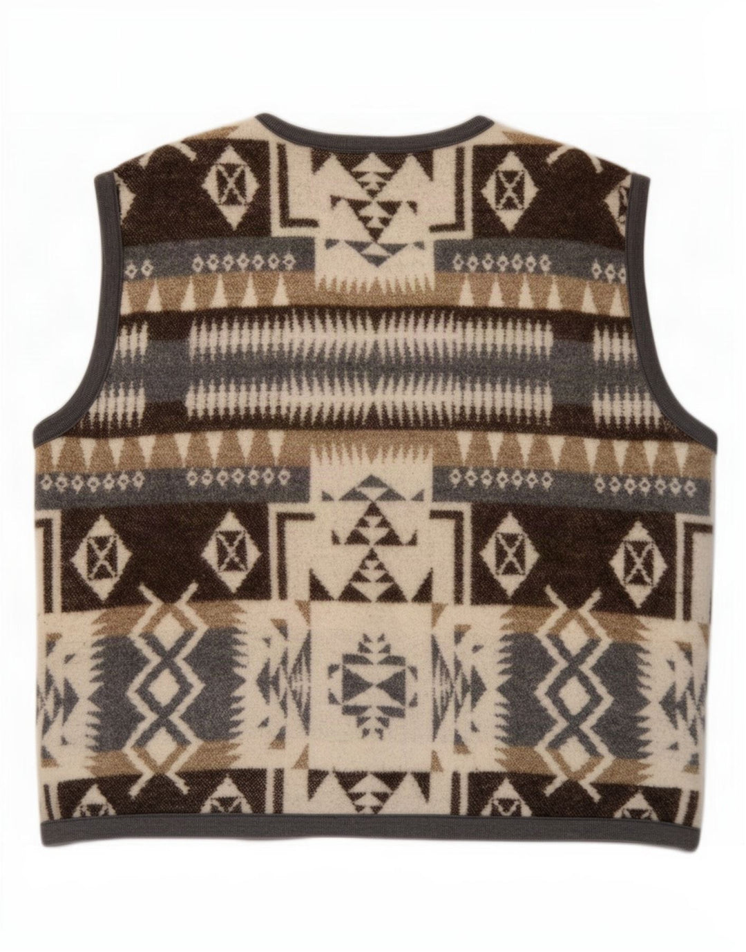 Chaleco vintage para hombre 2XL lana geométrica marrón