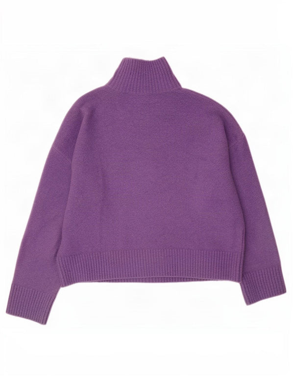Zara Mujer Suéter De Cuello Alto De Gran Tamaño UK 10 Small Púrpura Acrílico