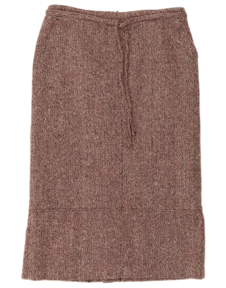 Falda recta vintage para mujer EU 38 Mediana W30 Lana de espiga burdeos