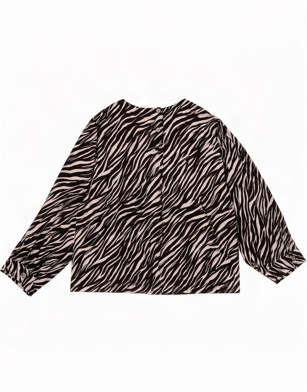 Marks & Spencer Top para Mujer Manga Larga UK 40 XL Negro Estampado Animal Modal
