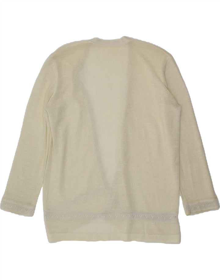 VINTAGE Womens Open Cardigan Sweater UK 18 XL White Vintage Vintage and Second-Hand Vintage from Messina Hembry 
