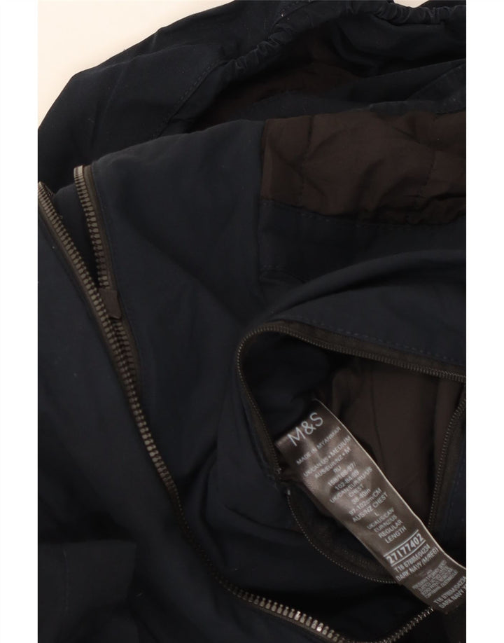 Marks & Spencer Chaqueta utilitaria con capucha para hombre UK 38 Medium Azul marino Algodón