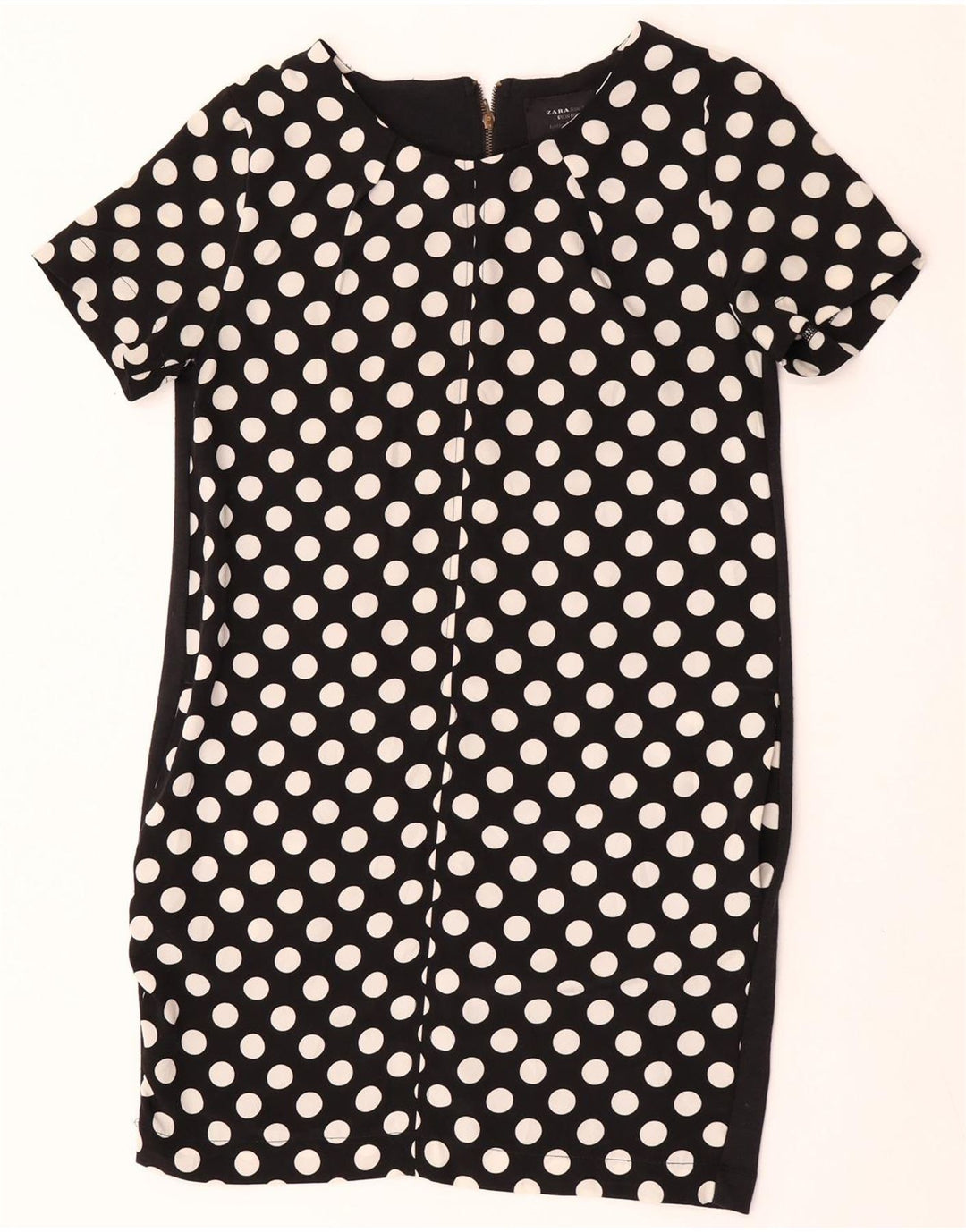 Zara Vestido recto para mujer UK 40 Mediano Poliéster con lunares negros