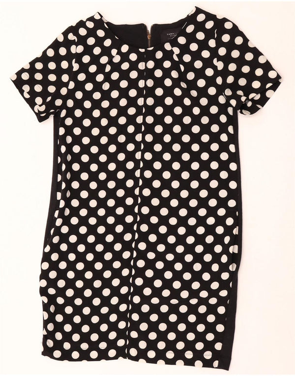 Zara Vestido recto para mujer UK 40 Mediano Poliéster con lunares negros