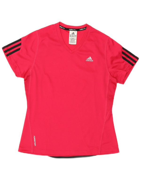 ADIDAS Mujer Climacool Camiseta Top UK 12 Medio Rosa Poliéster
