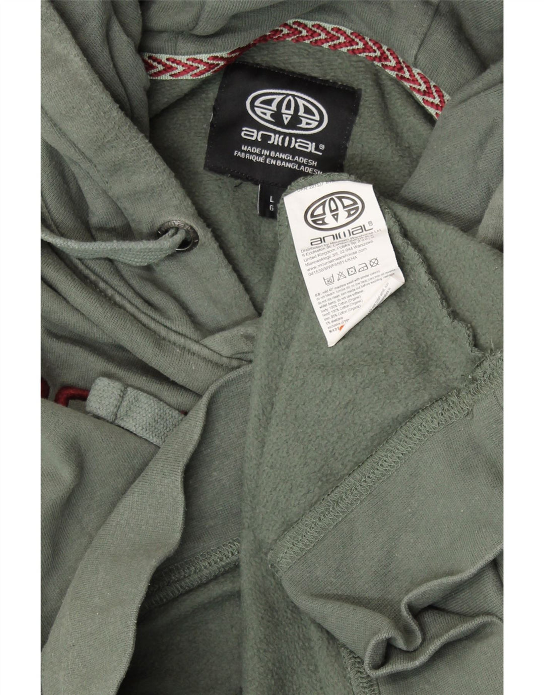 ANIMAL Sudadera con capucha gráfica para hombre Jersey grande de algodón verde