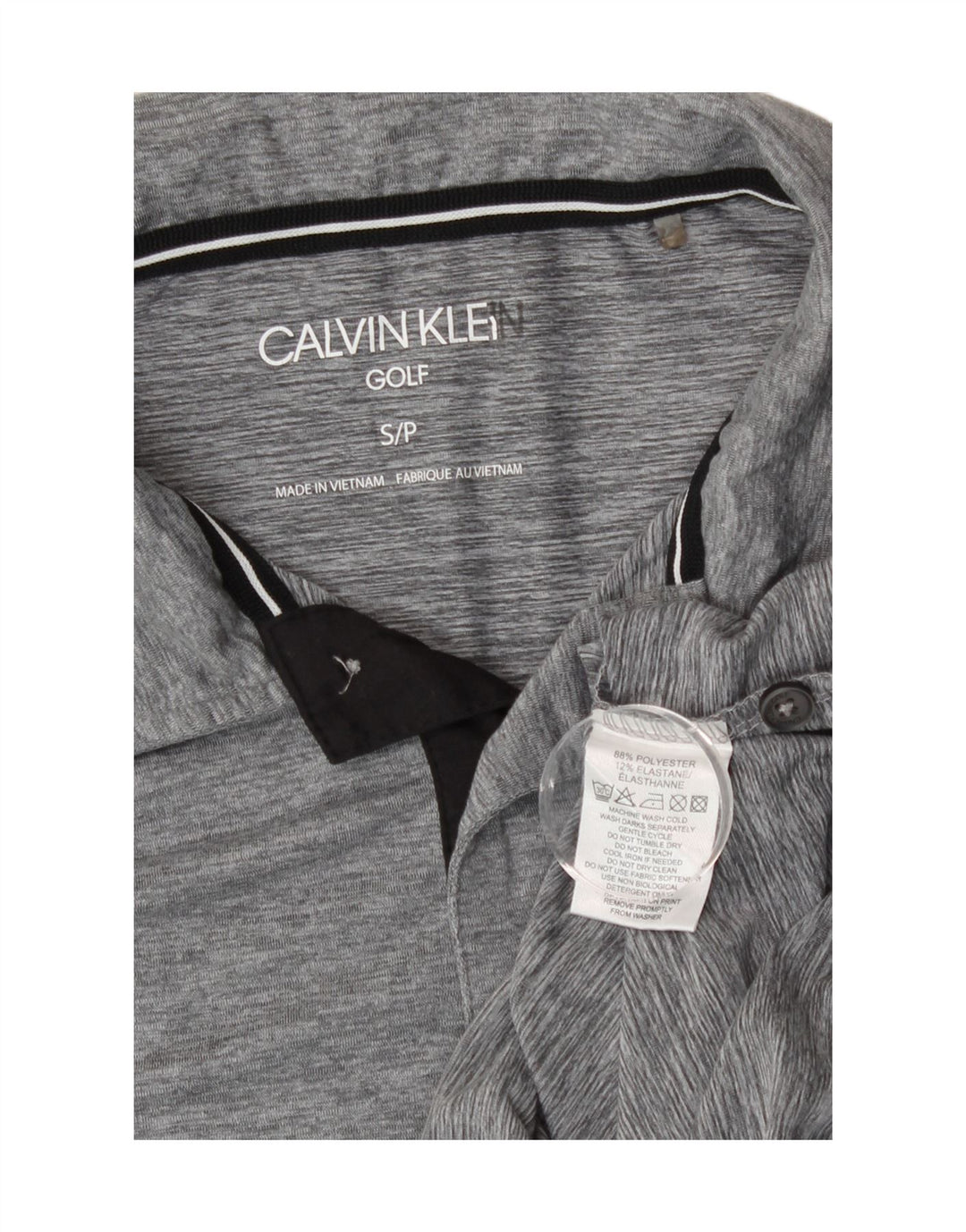 Calvin Klein Polo de golf para hombre pequeño poliéster moteado gris