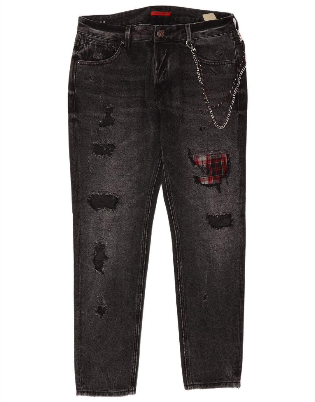 Gianni Lupo Vaqueros ajustados desgastados Bruce para hombre IT 48 Medium W34 L30 Gris