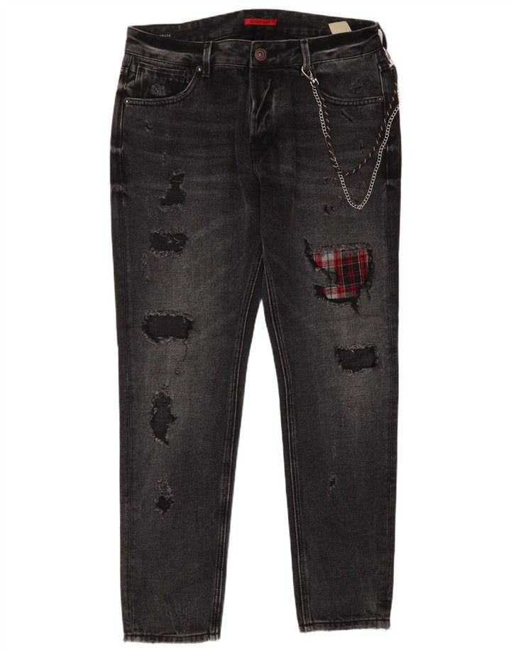 Gianni Lupo Vaqueros ajustados desgastados Bruce para hombre IT 48 Medium W34 L30 Gris