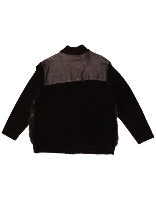 VINTAGE Chaqueta de cuero para mujer Reino Unido 18 XL Cuero negro