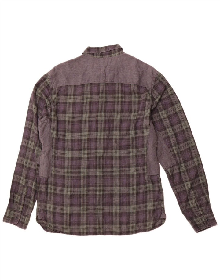 ALL SAINTS Camisa de franela ajustada a cuadros para hombre Poliéster a cuadros gris grande