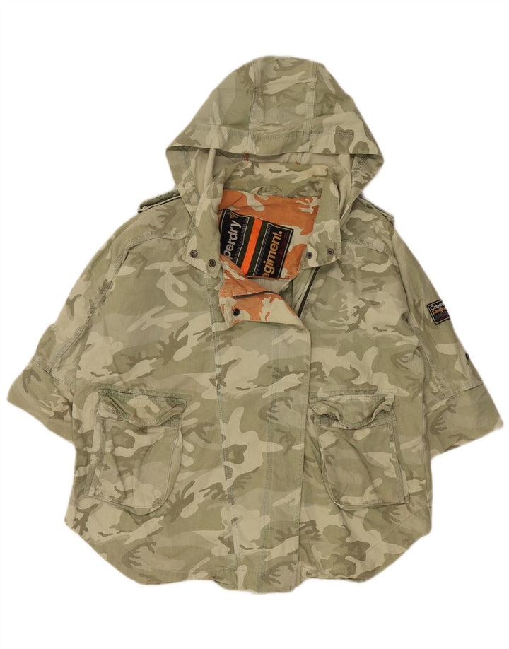 Superdry Chaqueta militar extragrande de manga 3/4 para mujer, talla 44, color caqui mediano