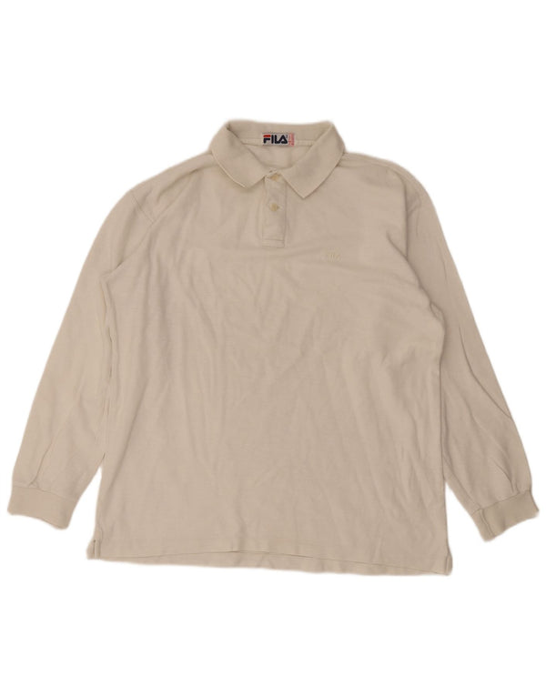 Fila Polo de manga larga para hombre US 42 grande blanco