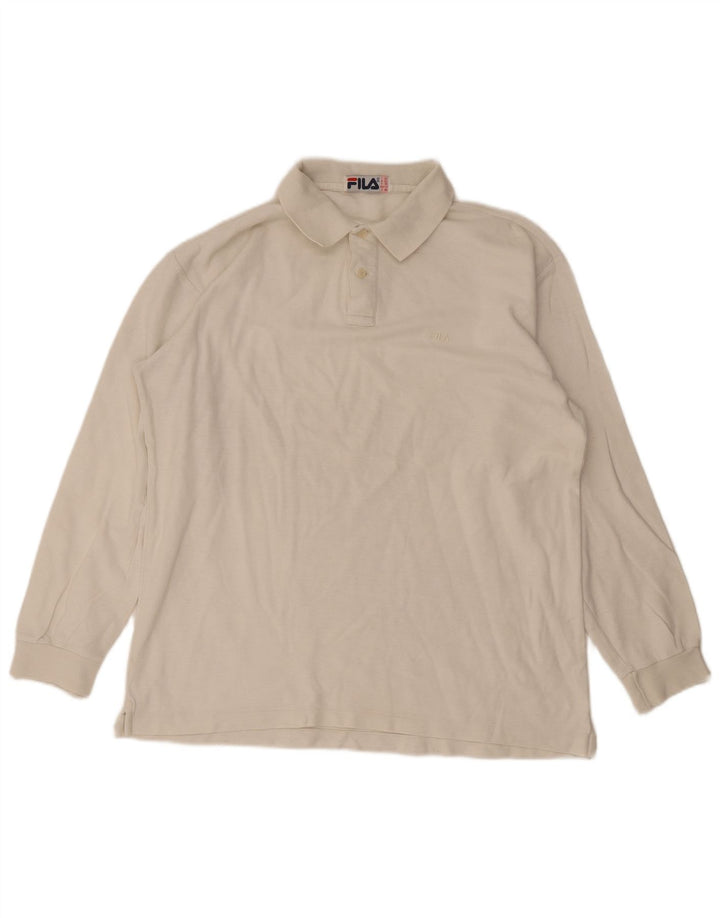Fila Polo de manga larga para hombre US 42 grande blanco