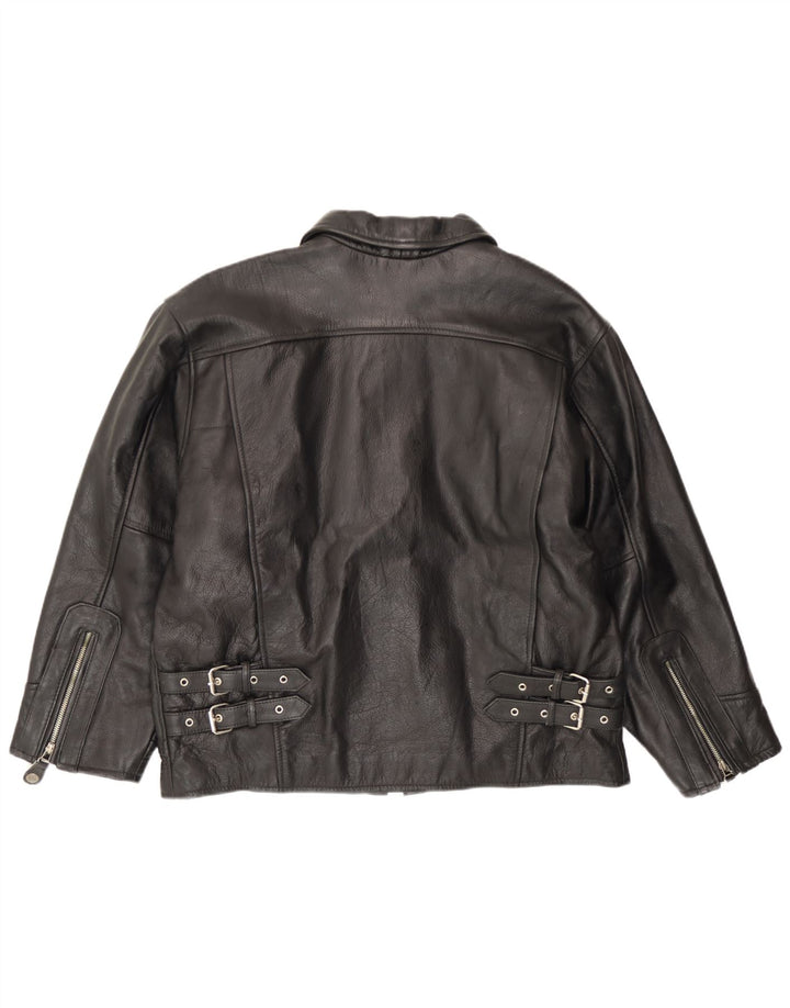 Vintage chaqueta de cuero para hombre EU 54 2XL cuero negro