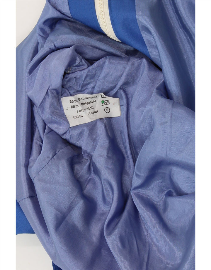 VINTAGE Chaqueta Bomber Mujer Reino Unido 12 Poliéster Azul Medio