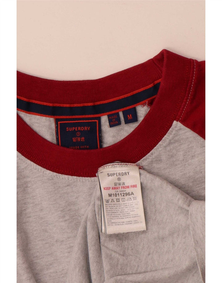 Superdry Camiseta para hombre Top de algodón color block en gris medio