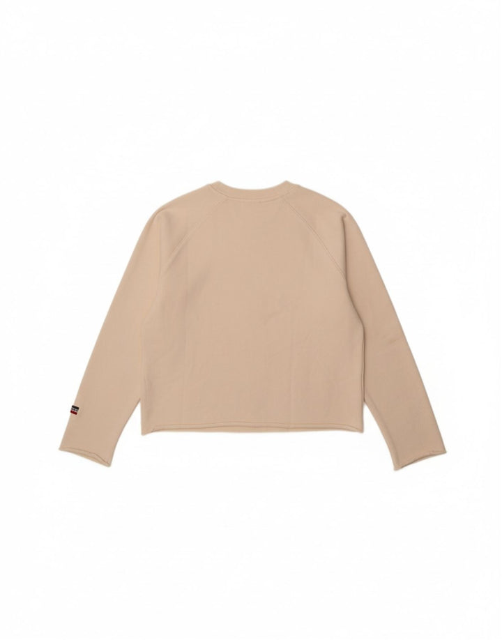 LEVI'S Womens Crop Graphic Sweatshirt Jumper UK 14 Medium Off White Cotton