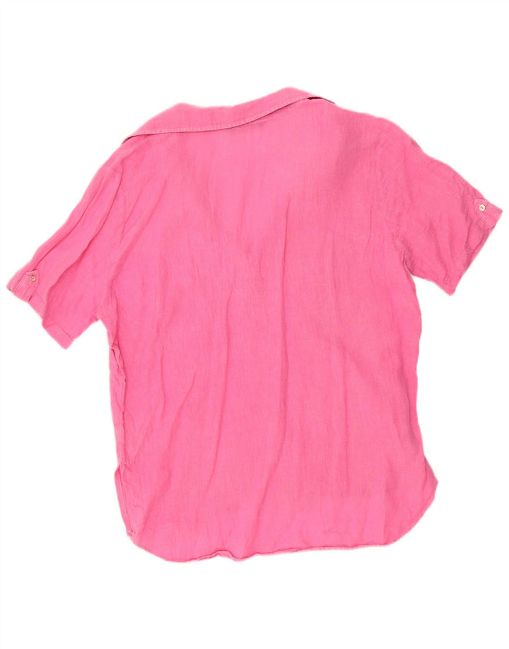ZARA Mujer Blusa Camisa Manga Corta ES 40 XL Rosa
