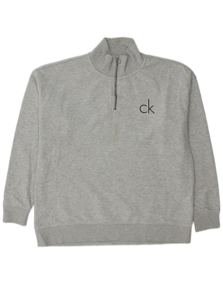 CALVIN KLEIN JEANS Sudadera con cuello y cremallera para hombre Jumper Gris medio