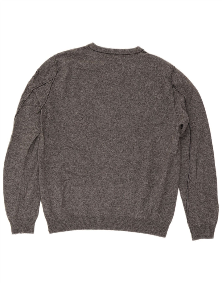 Blauer Jersey De Cuello Redondo para Hombre De Lana Moteada Gris Grande
