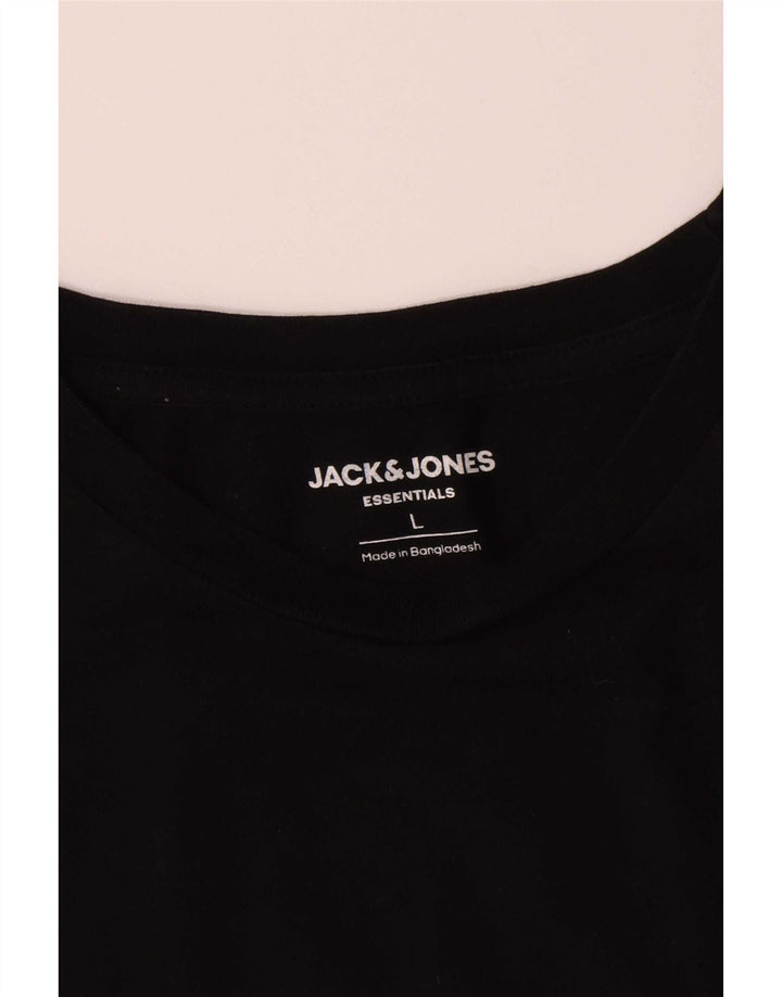 Jack & Jones - Camiseta para hombre, talla grande, color negro, algodón