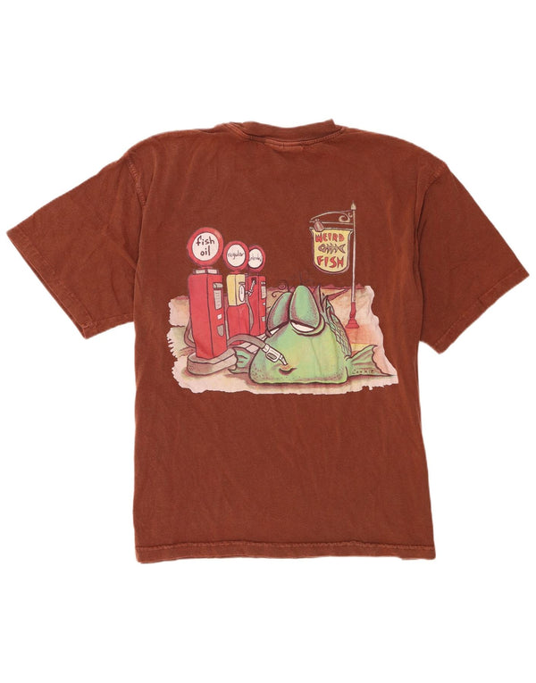 Weird Fish Camiseta gráfica para hombre Top XL Algodón marrón