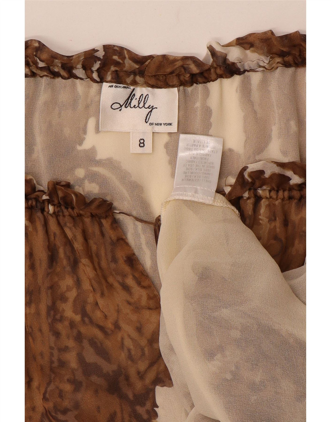 Milly Top de manga 3/4 con hombros descubiertos para mujer US 8 Seda de cachemira marrón medio